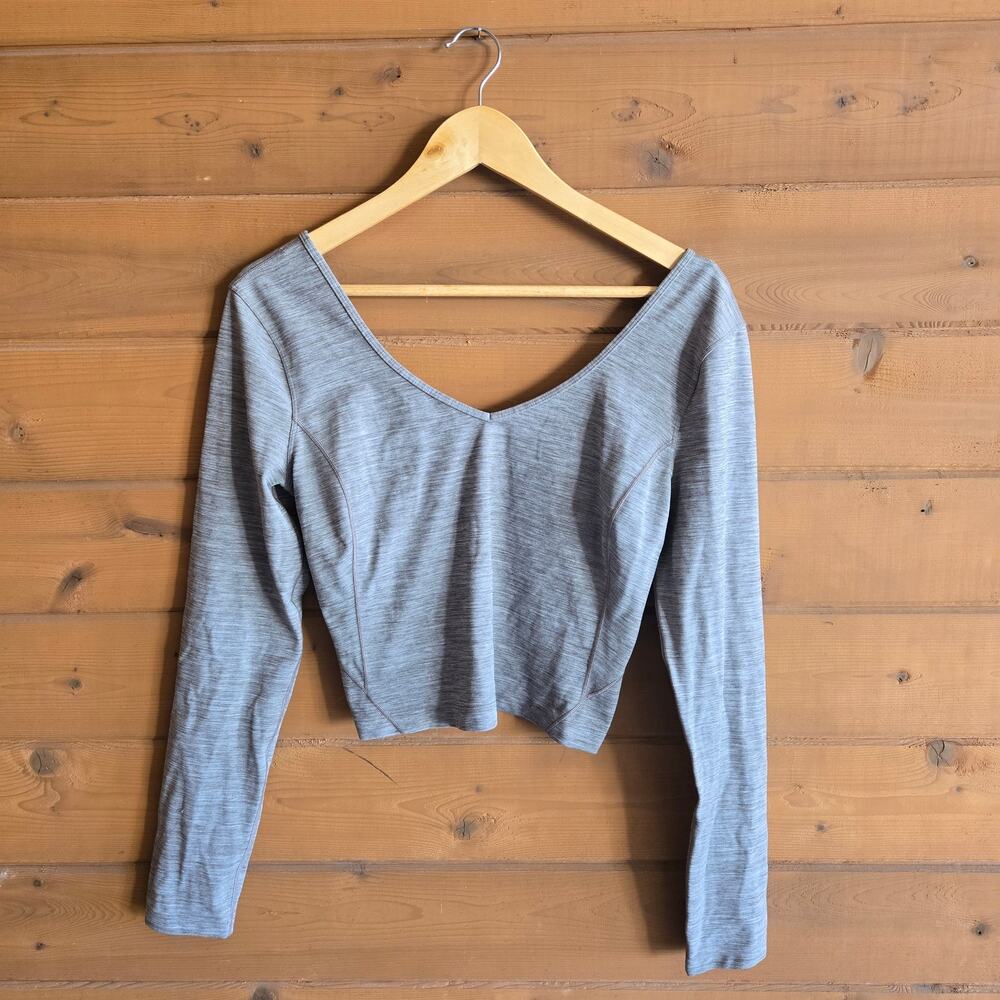 Lululemon Top Align Cropped Heathered Rover Long Sleeve Shirt Nulu 12 Athleisure - Picture 2 of 4